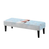POLERO Stretch Bench Covers, Winter Snowman Printed Bench Seat Protector, Washable Slipcover, Music Notes Rectangle Covers for Dining Room, Living Room, Kitchen