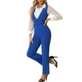 thumbnail image 4 of INSPIRE CHIC Women's V Neck Belted Sleeveless Straight Leg Elegant Suspenders Jumpsuit S Royal Blue, 4 of 5
