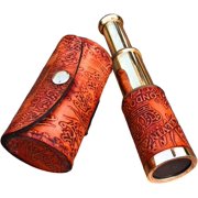 Nautical Handheld Pirate Brass Telescope with Box/Case Sailor Home Decor Pirate Captain Boat Gift (6", Kelvin & Hughes) - Brass