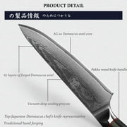 MITSUMOTO SAKARI 8 inch Japanese Gyuto Chef Knife, AUS-10 Premium Damascus Steel Kitchen Cooking Knife