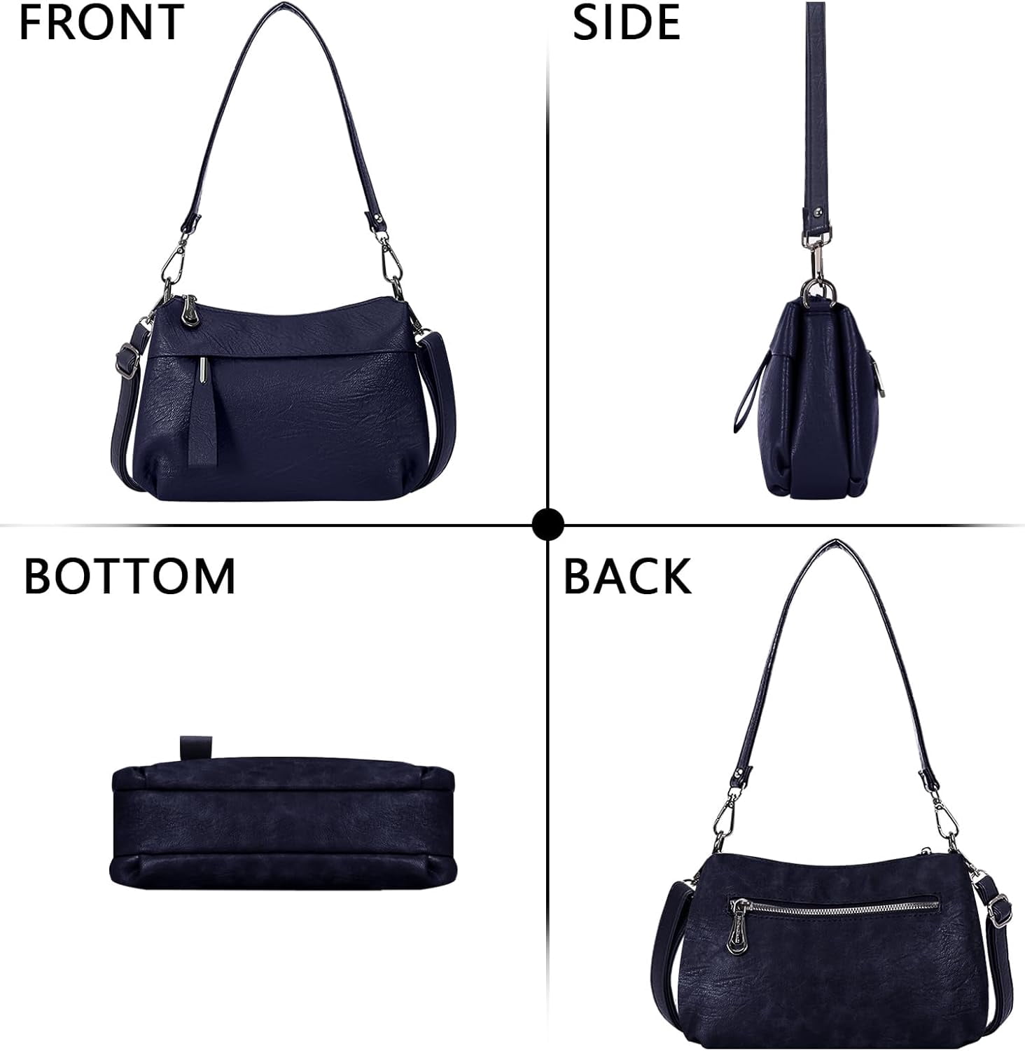 Genuine Leather Purse for Women Hobo Bag Trendy Crossbody Bag and Shoulder Bag with 2 Straps