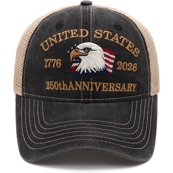 America 250th Anniversary USA Hat Adjustable Embroidered 250th Anniversary Patriotic Retro Washed Hat Baseball Caps