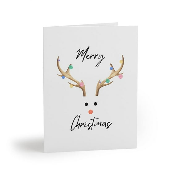 Merry Christmas Card with Reindeer Antlers Design – Festive Greeting Card for Friends and Family – Blank Inside – Perfect for Holiday Wishes and Greetings