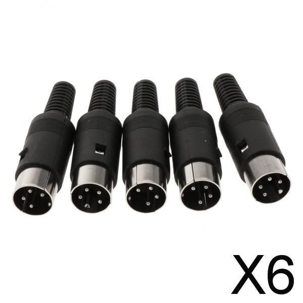 Conector de Audio Jack Macho de 5xDIN Mini Pin para teclado/ratón DIY 6 Piezas Baoblaze
