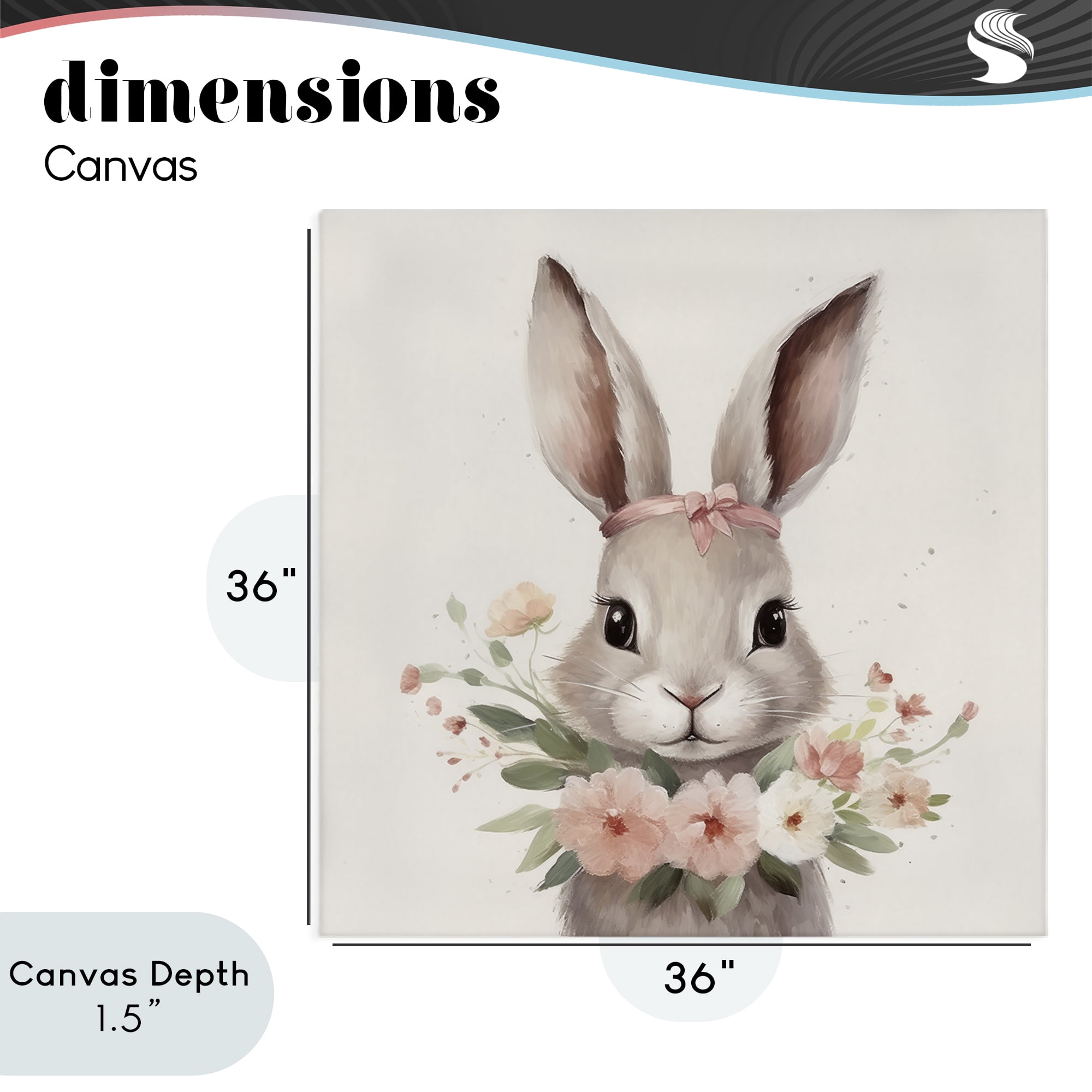 Stupell Industries Charming Bunny in Floral Wreath Canvas Wall Art, design by Lazar Studio