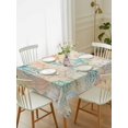 thumbnail image 2 of Teal Red Coastal Rectangle Tablecloth, Jellyfish Nautical Beach Coral Starfish Waterproof & StainResistant Tablecloth, Washable Oil-proof Table Cover for Dining/Party/Wedding/Camping/Buffet 52x70 In, 2 of 9