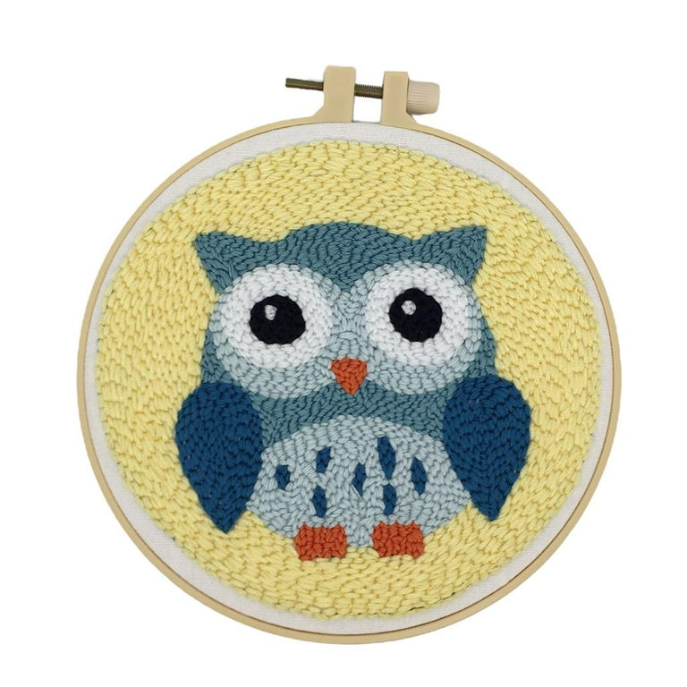 A beginner needlepoint kit of an owl which is suitable for kids