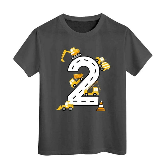 Summer Shirts for Boys Short Sleeve Top Comfy Cartoon Car Truck Shirt Graduation Gifts for Son Tops Toddler To Little Kid 3-4 Years Grey