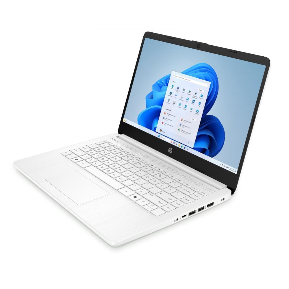 HP 14" HD Touchscreen Laptop with Copilot Intel N150 4GB RAM 128GB SSD Snowflake White + HP Wireless Mouse + One Year M365 Subscription