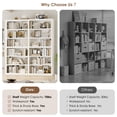 thumbnail image 4 of Hiphuta 63"W Extra Large and Sturdy Bookcase, Double Wide 6-Tier Bookshelf, Tall Bookcase for Home Office and Living Room, Wooden Freestanding Display Shelf, White, 4 of 7