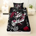 thumbnail image 3 of Castle Fairy Day Of Dead Skeleton Couple Twin Sheets 3pcs,Valentine'S Day Rose Butterfly Bedding,Red Black,1 Fitted Sheet,1 Flat Sheet and 1 Pillowcase, 3 of 6