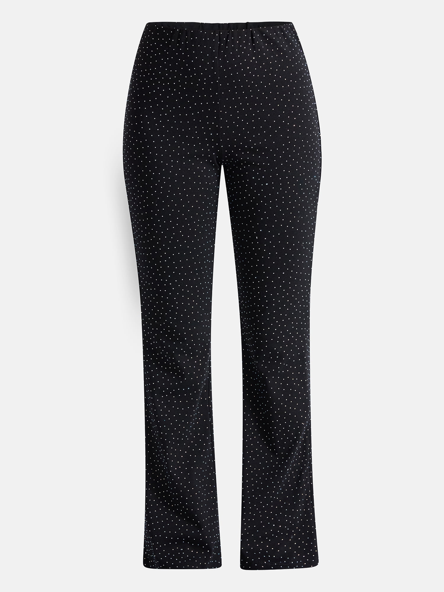 No Boundaries Faux Rhinestone Studded Ribbed Flare Pants, 31'' Inseam, Women's