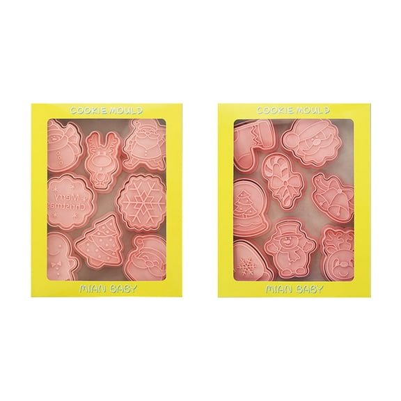 16Pcs Christmas Biscuit Mold Cookie Stamps Santa Snowman Cookie Cutters