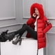 thumbnail image 4 of Chaqueta de algodón con cuello de piel grande para mujer en invierno, chaqueta de algodón de moda de corte entallado de longitud media a larga, 4 of 5