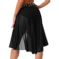 thumbnail image 2 of TiaoBug Women's Chiffon Applique Lyrical Ballet Dance Skirts High Low Mesh Midi Skirt Briefs Dancewear Black XL, 2 of 7