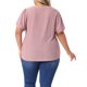 thumbnail image 3 of Blusas de verano de mujer plus size Agnes Orinda, con escote en V, mangas cortas y diseño hueco, talla 2X, color rosa, 3 of 6