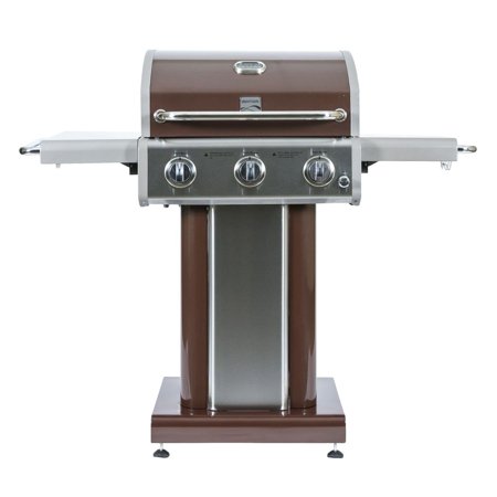 Broan Grill - Kenmore 3 Burner 30000 BTU Propane Patio BBQ Pedestal Grill with Shelves, Mocha