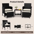 thumbnail image 6 of UDPATIO Balcony Furniture 5 Piece Patio Furniture Set, Outdoor Black Wicker Chairs with Ottoman, Beige, 6 of 10