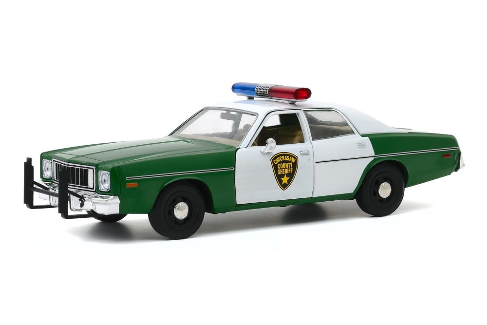 1975 Plymouth Fury Chickasaw County Sheriff, Green and White - Greenlight  84096 - 1/24 scale Diecast Model Toy Car