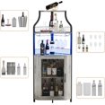 thumbnail image 5 of Corner Bar Cabinet - Wine Bar Cabinet and Glass Holder 5-Tiers Storage Space Corner Liquor Cabinet with LED Light Industrial Wine Cabinet with Mesh Door for Small Space, 5 of 7