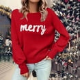 thumbnail image 2 of asdoklhq Christmas Womens Christmas Tops Women's Casual Christmas Crew Neck Long Sleeve Pullover Sweater Red S, 2 of 7