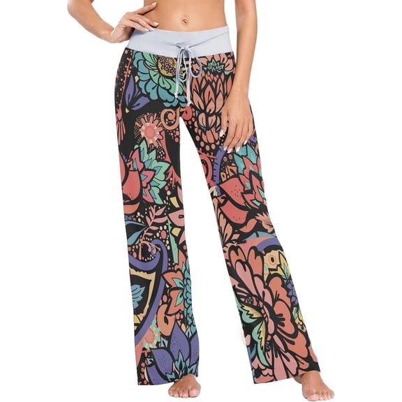 Women's Pajama Pants Vintage Paisley Design Comfy Stretch Sleepwear Womens Wide Leg Pants Casual Loose Yoga Sweatpants Comfy Lounge Pajama, Small