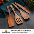 thumbnail image 3 of Wooden Spatula for Cooking, Set of 4, Natural Teak Wood. Nonstick cookware., 3 of 9