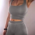 thumbnail image 2 of Conjunto de Yoga de Color sólido de alta elasticidad 2022, Top corto sin mangas y mallas cortas para gimnasio, chándal para mujer, ropa deportiva para correr, conjunto de 2 piezas Tan Jianjun  unisex, 2 of 2