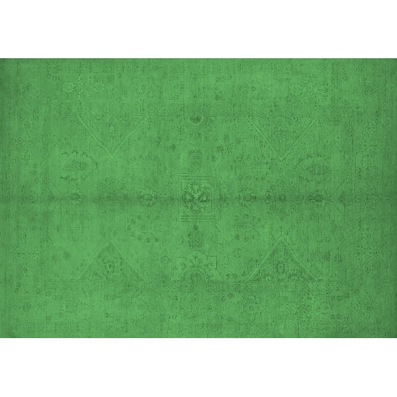 Ahgly Company Indoor Rectangle Oriental Emerald Green Industrial Area Rugs, 7' x 9'