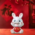thumbnail image 2 of Baohd Chinese Rabbit Statue Bunny Figurine Craft for Holiday Store Decoration Peace, 2 of 9