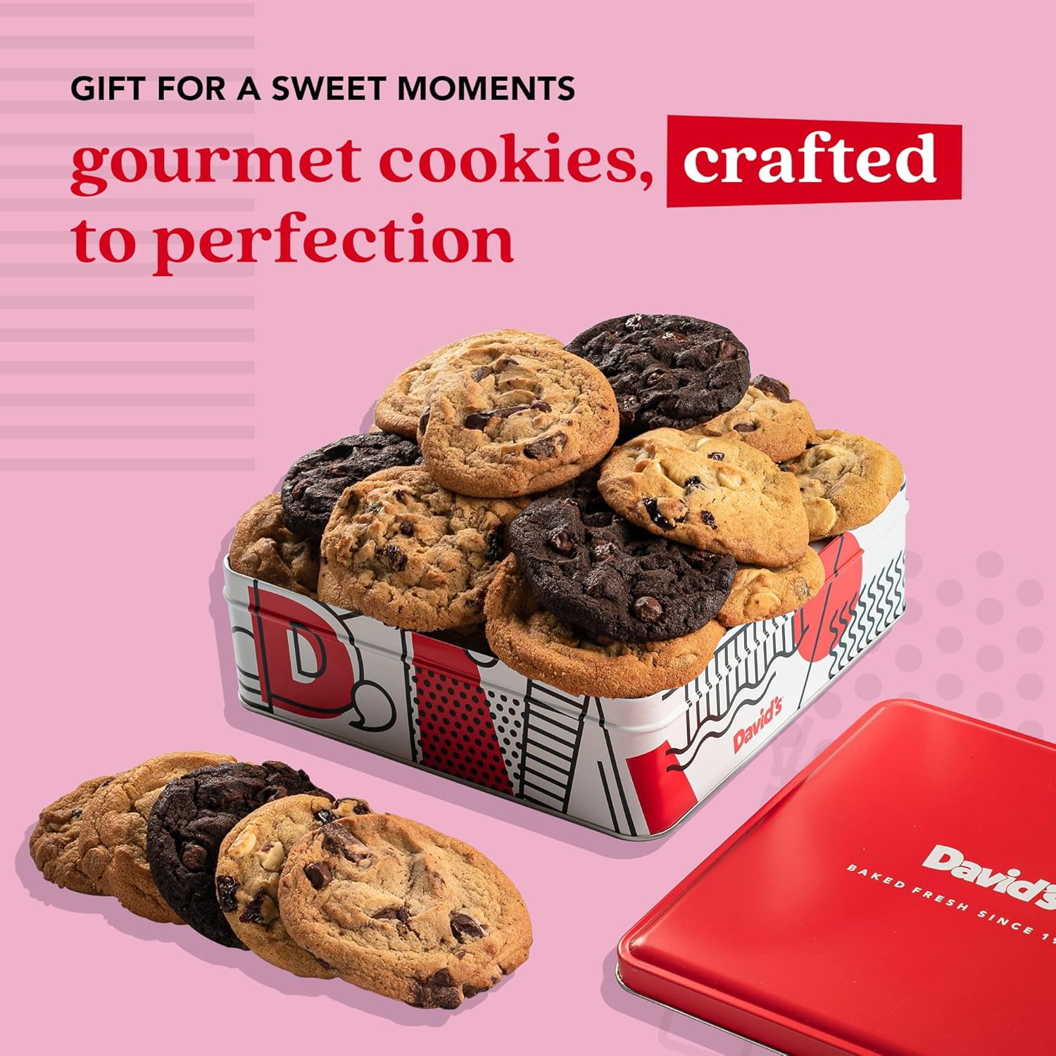 David's Cookies Assorted Fresh Baked Cookies 1lb - Delectable Handmade Cookies and Made with Premium Ingredients - Gourmet Food Cookie Gift Basket - Great Gift For Him, For Her, On All Occasion