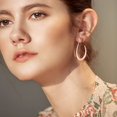 thumbnail image 4 of Turandoss 18K Rose Gold Plated Teardrop Chunky Hoop Statement Earrings for Women Sensitive Ears Large Oval Pull Through Hoop Hypoallergenic Fashion Jewelry Birthday Gifts for Her Mom Wife Ideas, 4 of 7