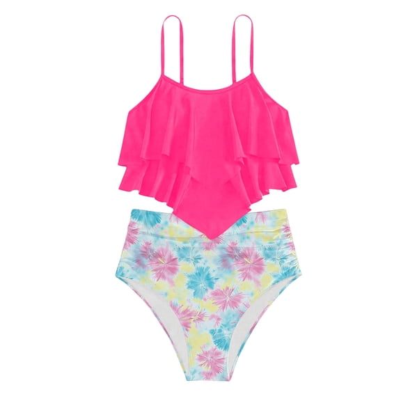 Swimsuits for Teens Girl's 2 Piece Swimsuit Solid Spaghetti Strap Bikini Sets Beach Bathing Suit Swimwear for Teen Girls
