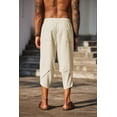 thumbnail image 4 of COOFANDY Men's Linen Harem Capri Pants Lightweight Loose 3/4 Shorts Drawstring Elastic Waist Casual Beach Hippie Yoga Trousers, 4 of 9