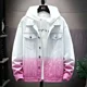 thumbnail image 3 of Chaqueta vaquera para hombre, abrigo vaquero gris de otoño para hombre, ropa de abrigo de invierno de color degradado, vaquero al precio más bajo, ropa de hombre lavada de talla grande, 3 of 4