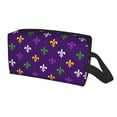thumbnail image 2 of Goofa Purple Mardi Gras Printed Toiletry Bag with Handle,Large Capacity Travel Makeup Cosmetic Bag for Women, Carry on Airport Airline Compliant Bag, 2 of 9