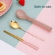 thumbnail image 4 of Conjunto de cubiertos Utensilios de cubiertos Conjunto 304 Cuchara de acero inoxidable y conjuntos de palillos para el campamento, picnic Reuniones familiares Home Kitchen Pink Gold Inevent HA012707-01, 4 of 7