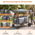 thumbnail image 3 of SACVON Stroller Wagon for 4 Kids with 5-Point Harnesses,Detachable Seats Stroller Wagon 4 Seater for Garden,Removable Canopy,Adjustable Handles,Camping Trips,Gray, 3 of 7