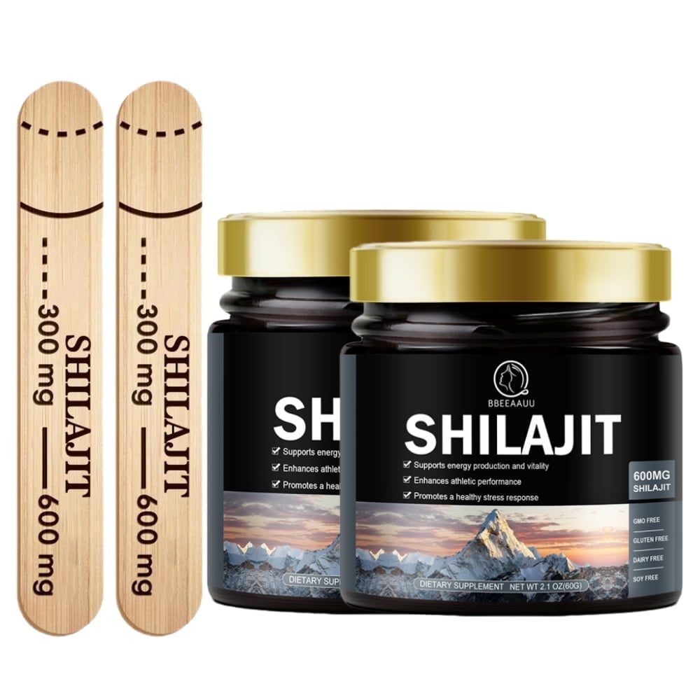 (2 Pack) Beau 600mg Shilajit Supplement - Pure Himalayan Organic Shilajit Resin with Maximum Potency - Support for Energy, Immunity - 120g (4.2 oz)