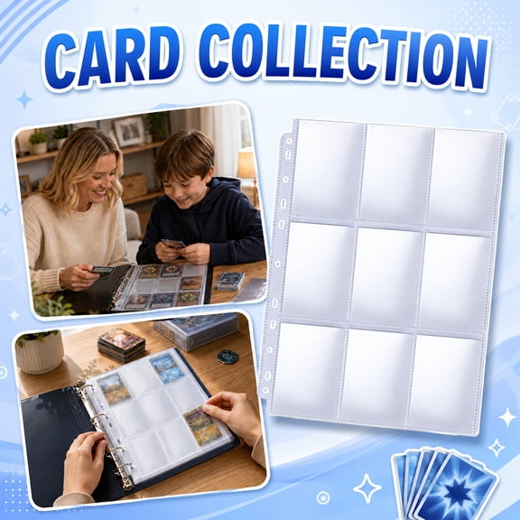 Binder Card Sleeves 50 Pack 9 Pocket Transparent Page Protectors For Trading Cards Sports Cards Photocards And Coupons Storage