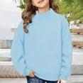 thumbnail image 5 of LNMQLPDBS Girls High Neck Sweatshirt with Front Pocket Casual Warm Long Sleeve Pullover Tops for Kids Tween Daily Wear Outgoing School Basic Solid Sweatshirt for Fall Winter, 5 of 7