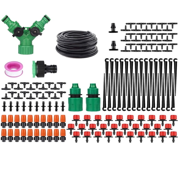 Cadorn Black Garden Irrigation System Drip Kit – Complete Watering Solution with Tubing, Hose, Timer & Accessories