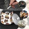 thumbnail image 4 of Yayeee Ashtray with Lid for Cigarette Smokeless Stainless Steel Home Ash Holder, White Cakes Pattern, 4 of 7