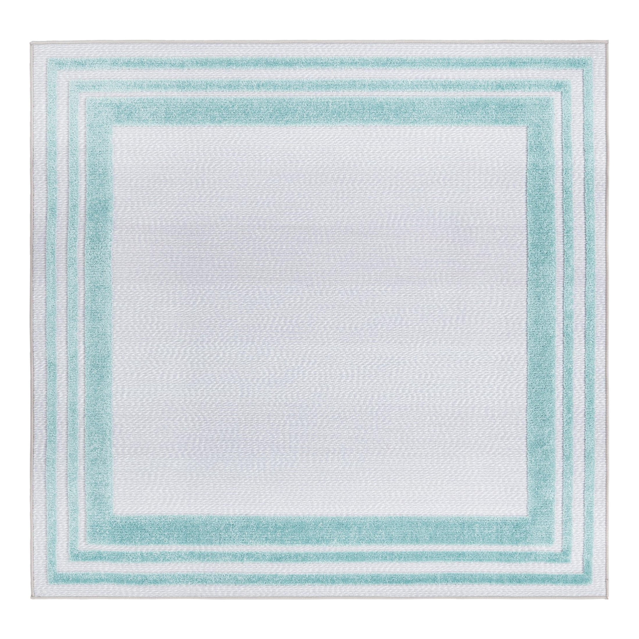 Unique Loom Aruba Outdoor Collection Area Rug - Tanki (5' 3" Square Gray Teal)
