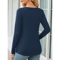 thumbnail image 6 of Fancyglim Women Long Sleeve Tops Casual V Neck Loose Peplum Tunic Shirts Navy M, 6 of 10