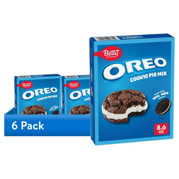 (6 pack) Betty Exclusives OREO Cookie Pie Mix, Baking Mix Made with Real OREO Cookie Pieces, 8.6 oz