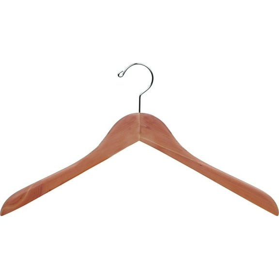The Great American Hanger Company Cedar Wood Top Hanger, Unfinished Curved Hangers with Fresh Cedar Scent and Chrome Swivel Hook box of 50