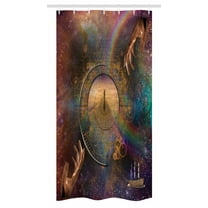 Magical Stall Shower Curtain, Double Exposure Outer Space Mixed with Earth Symbolic Eternity Details Artsy Print, Fabric Bathroom Set with Hooks, 36W X 72L Inches Long, Purple Tan, by Ambesonne
