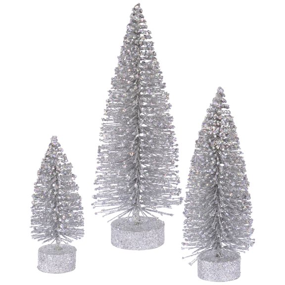 Vickerman 5"/7"/9" Silver Glitter Oval Artificial Christmas Tree, Unlit
