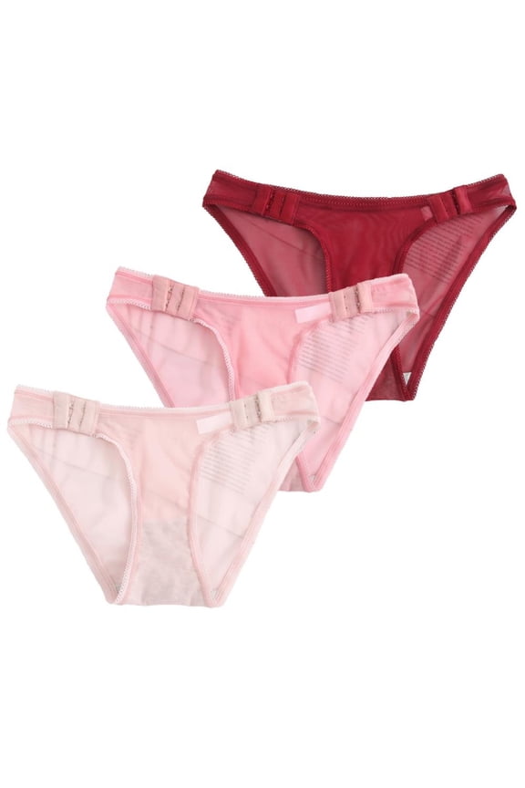 Women's Sexy Thongs 3 Pieces Underwear See Through Bikini Panties Low Rise G String T Back Seamless Briefs S-L